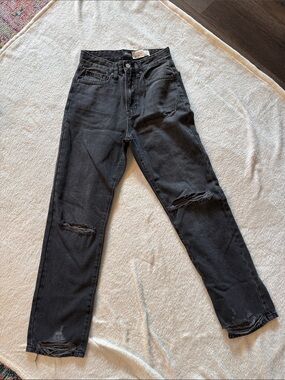JBD. Black Skinny High Rise Jeans with Rip Detail -  Women